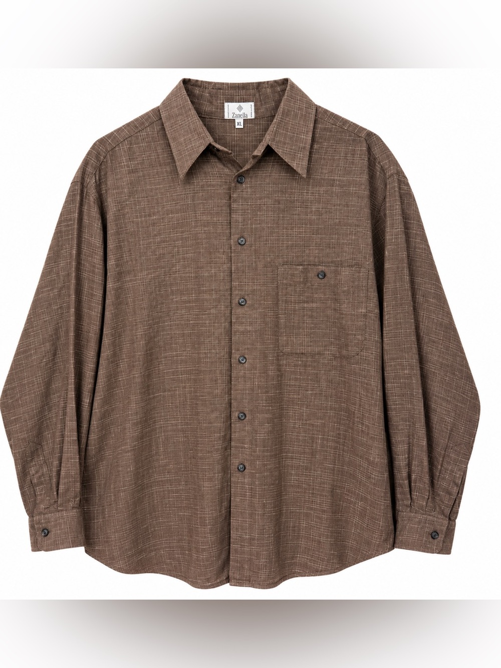 Zanella Men’s XL Brown Plaid 100% Cotton Button Up Shirt Made in Italy